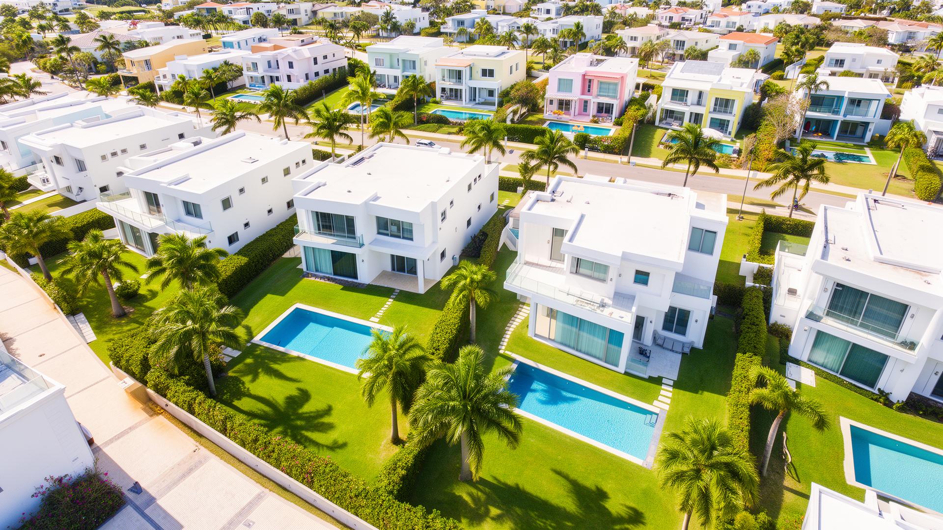 Bright modern neighborhood from above